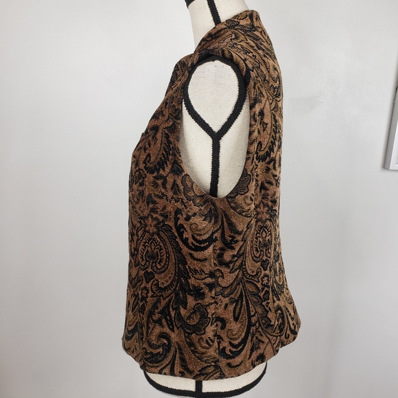 Vintage Emil Rutenberg Collection Brown & Black Paisley Tapestry Full Zip Vest L - Picture 5 of 15